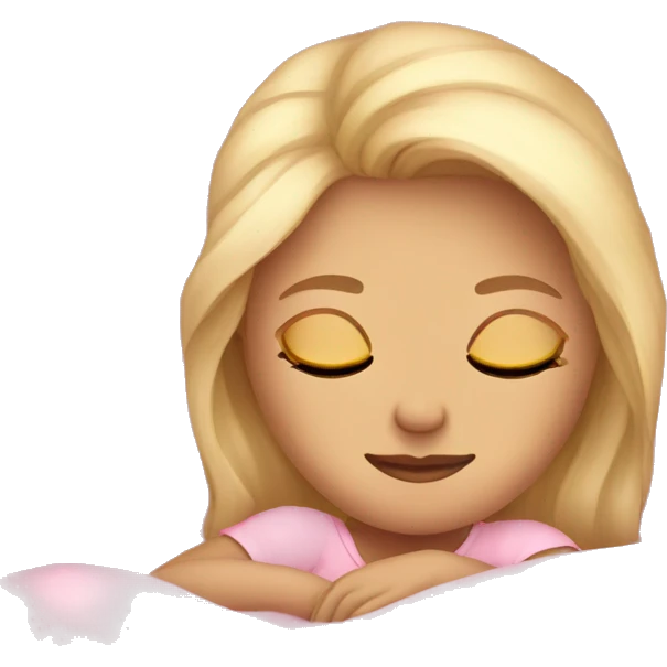 girl sleeping pink sheets bed blonde hair emoji