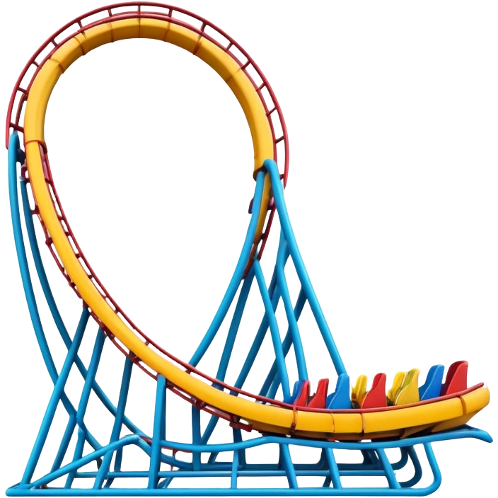 colorful Roller Coaster with close up cart emoji