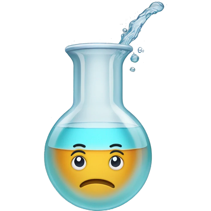beaker clear water with a tube sticking out the side emoji