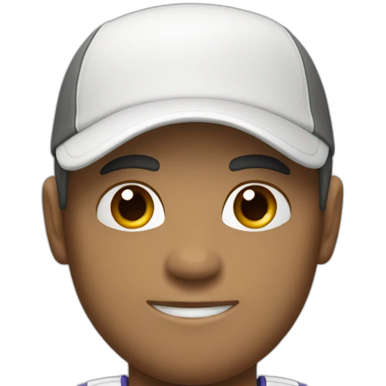 Tennisplayer male, gray hear, white cap emoji