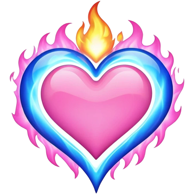 Pink heart with blue flames  emoji