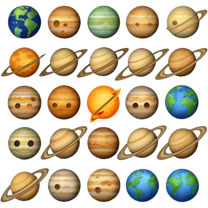 12 planets emojis I need a line for each planet mercury emoji