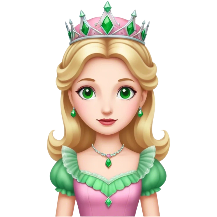 Glinda wearing a green and pink dress  emoji