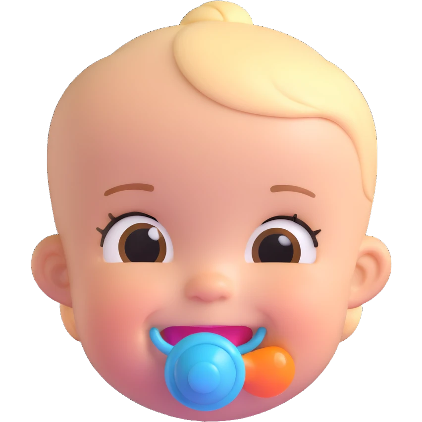 smiling baby girl with a pacifier emoji