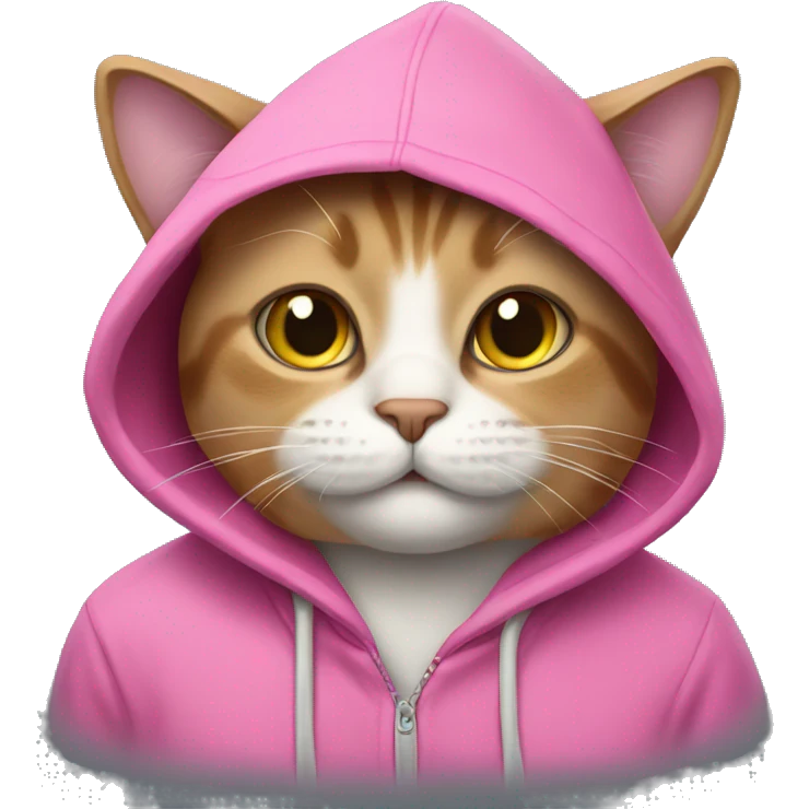 Cat with a pink hoodie emoji