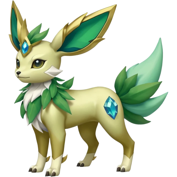 Shiny 4-legged Virizion-Leafeon-Amaura-Cobalion-fusion, full body emoji