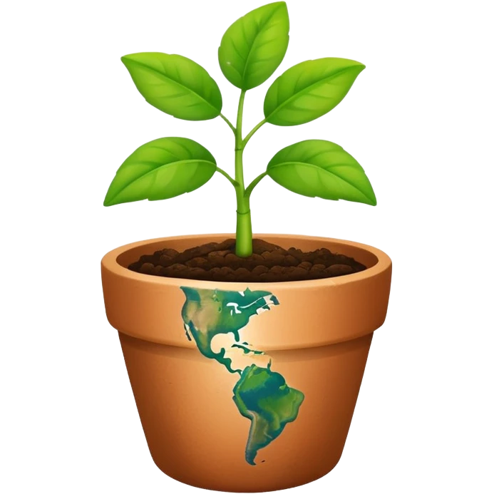 A small green plant in a pot with earth emoji