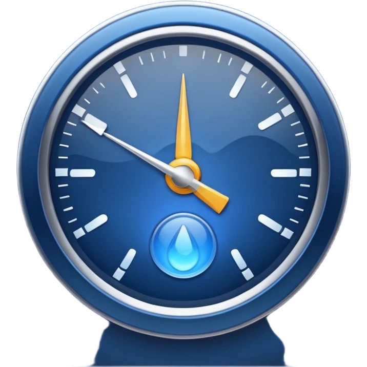a gauge, deep blue color with a subtle glow, no numbers or text, clean and minimal, apple emoji style emoji