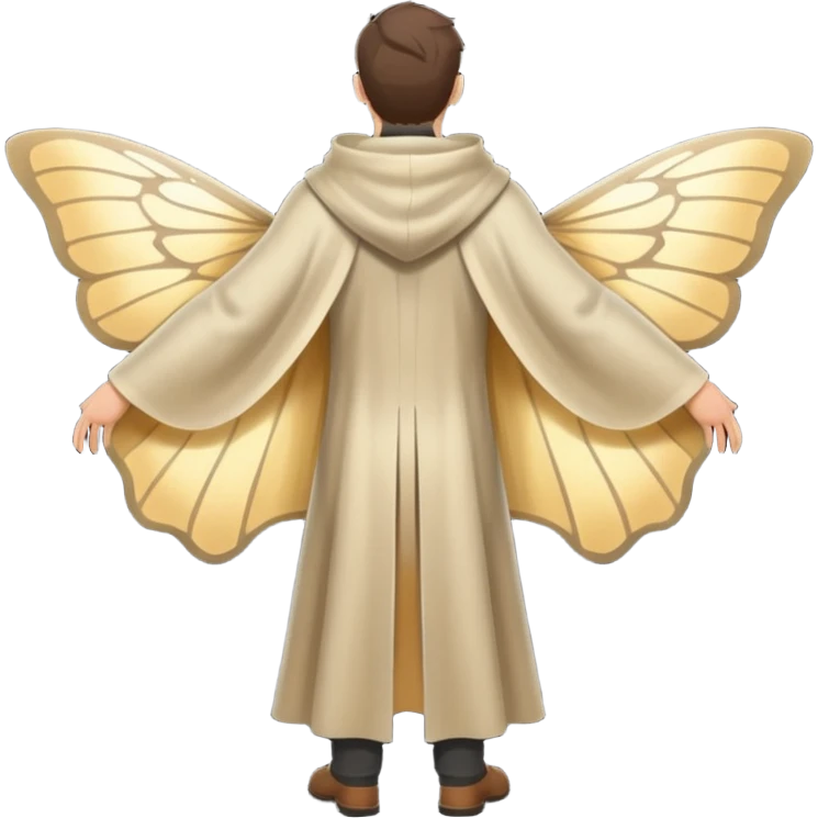 full body man from behind wearing moth wing cloak open back emoji