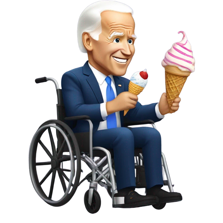 Joe Biden eating icecream in a wheel chair emoji