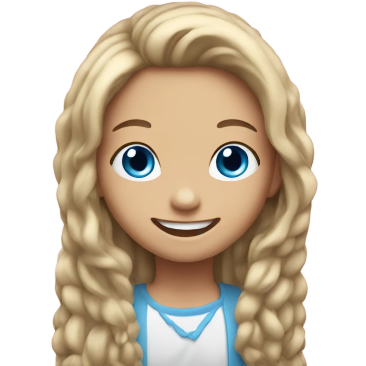 happy girl with long hair and blue eyes  emoji