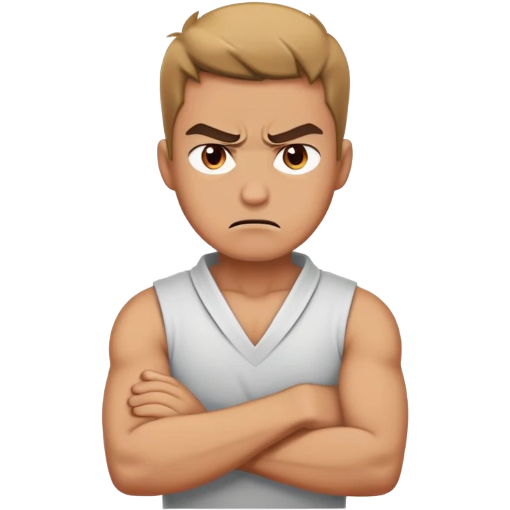 guy with crossed arms around neck angry emoji