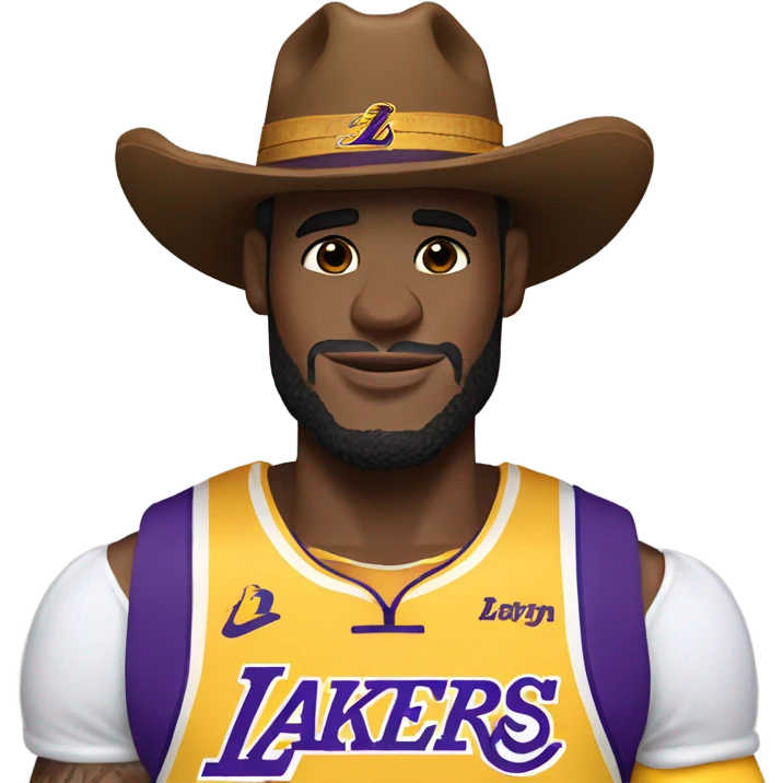 LeBron James wearing a Lakers jersey and cowboy hat  emoji