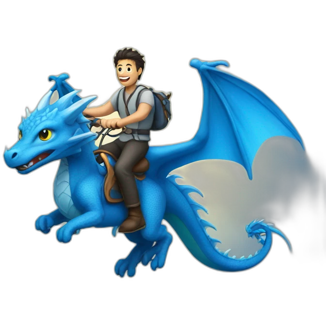 guy riding a blue flying dragon emoji