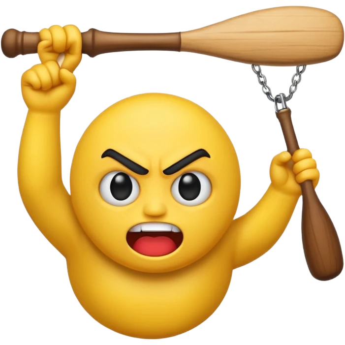 Angry emoji swinging a bat emoji