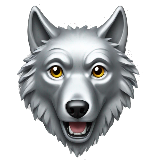 Wolf made of platinum metal emoji