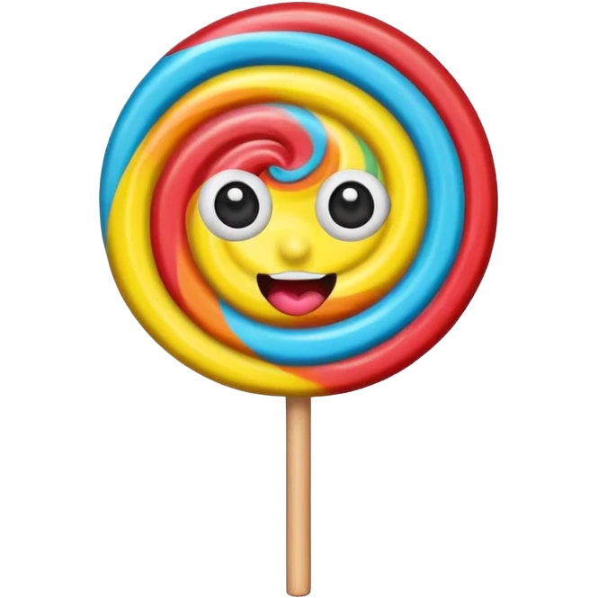 cute lollipop with eyes and mouth and personality emoji