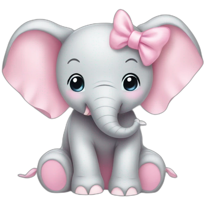 elephant baby pink bow smiling emoji