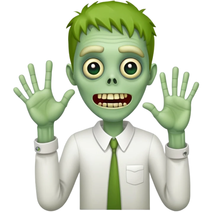 friendly green zombie waving hand saying hello emoji