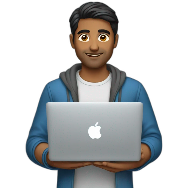 Indian guy using macbook laptop emoji