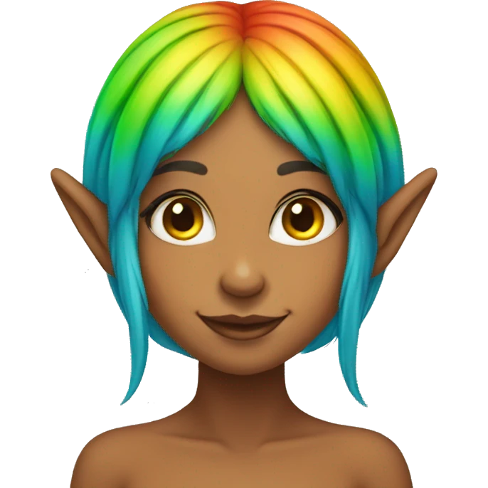 rainbow hair tan elf girl emoji
