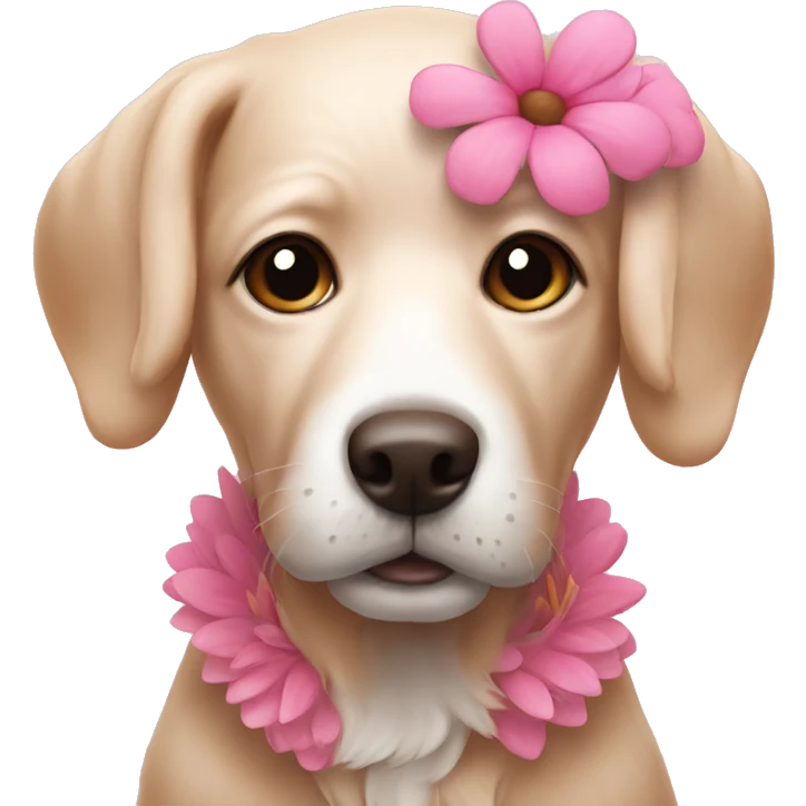 Flower pink dog emoji