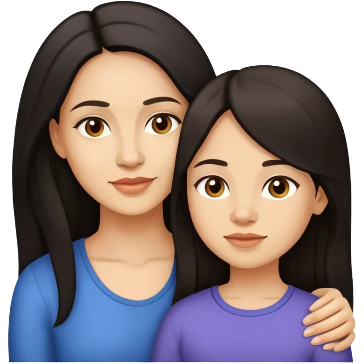 Mother and daughter with Lightskin and Long Dark Hair, twenty six and fourtyfour years old emoji