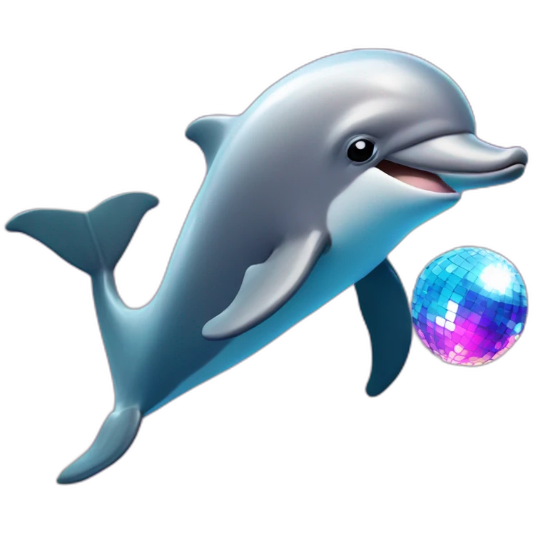 Dolphin doing tricks with a disco ball emoji