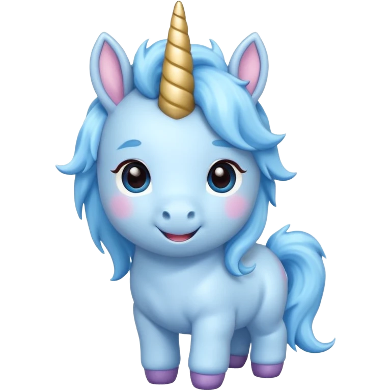 baby blue unicorn, chibi full body emoji
