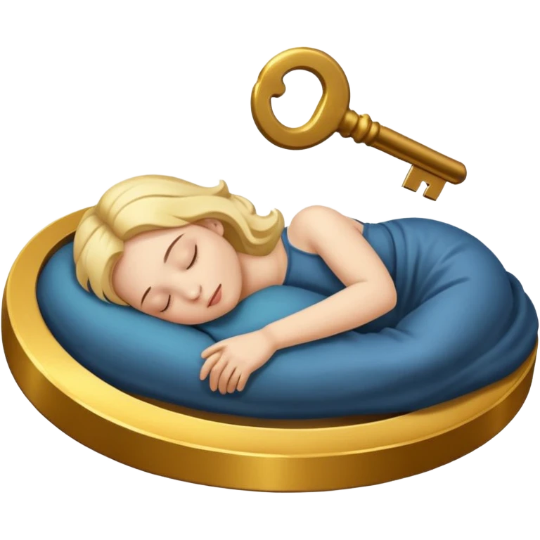 emoji of a person sleeping on a golden key labeled 'opportunity' with transparent background alpha channel emoji