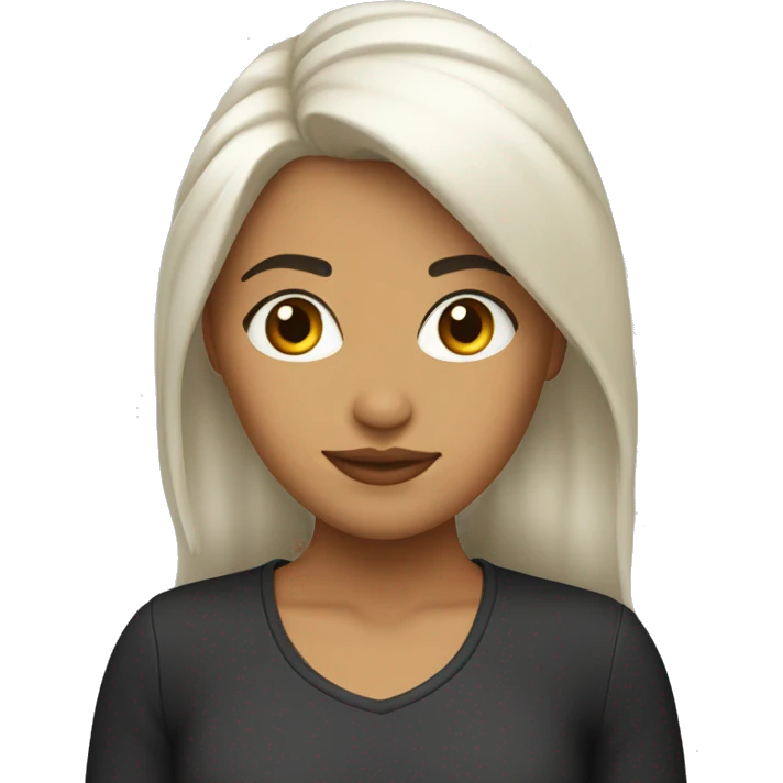 Chica blanca con pelo negro liso emoji
