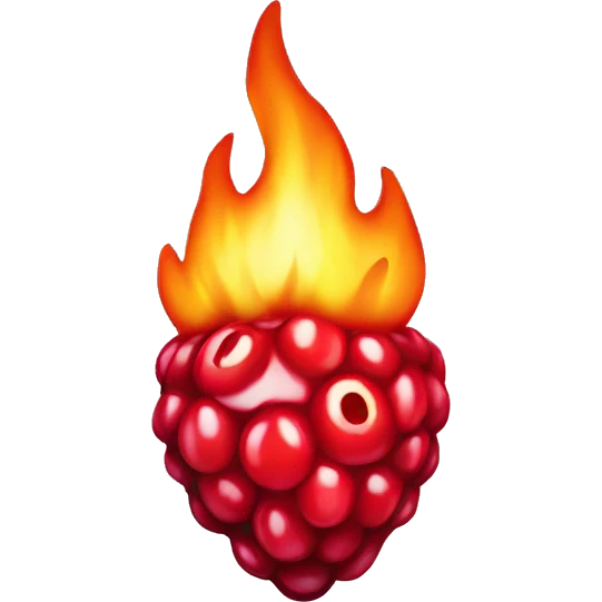 Raspberry on fire emoji