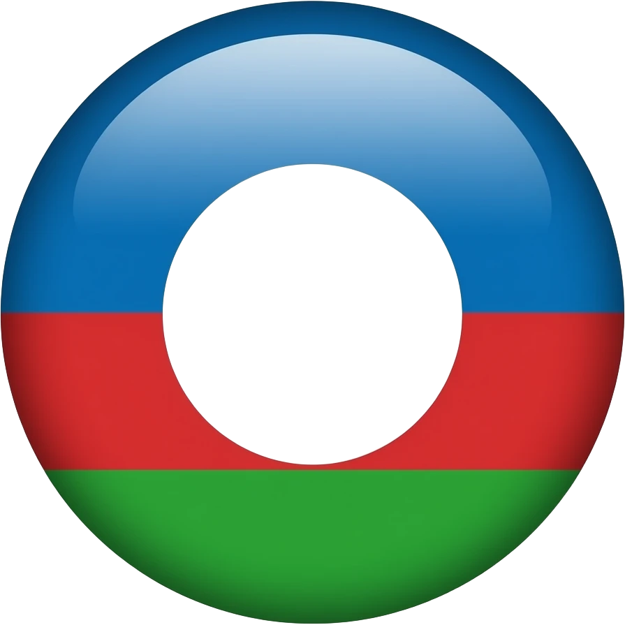 голубое небо без облок 1 белый круг в середине 1 красная полоса в низу 1 зелёная полоса ниже красной полосы 1 белая полоса выше зелёной полосы в виде флага одна зелёная полоса emoji