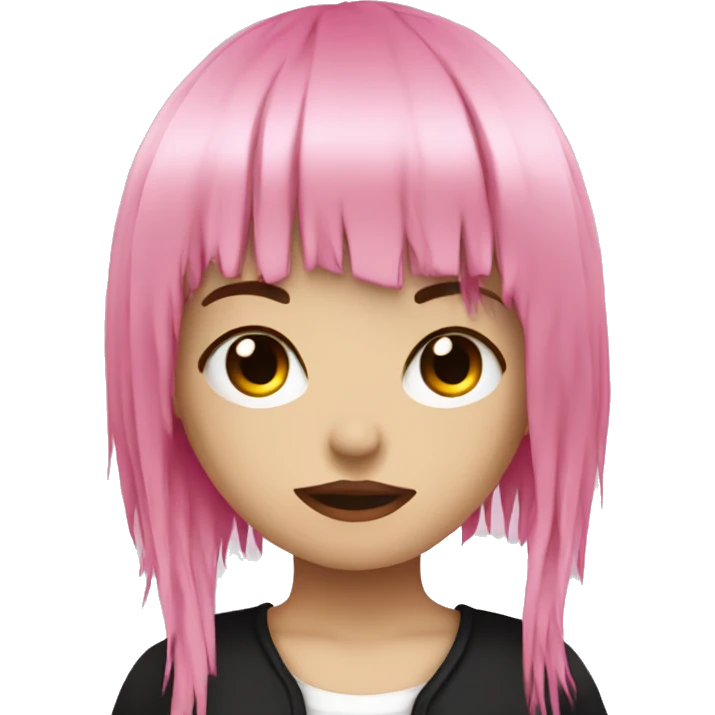 emo scene girl with pink fringe emoji