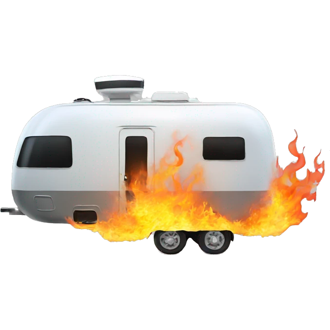 a futuristic rv on fire emoji