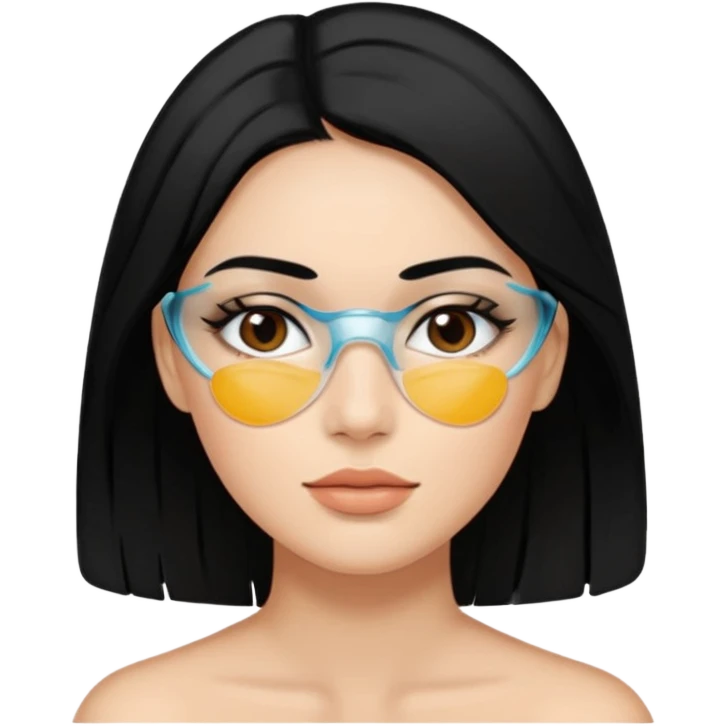 make an emoticon of a woman that has gel-like under eye patches of skincare of transparent color and make the woman slightly indian with only skintone and hair and no other such element and make the patches slightly bigger while keeping them transparent emoji