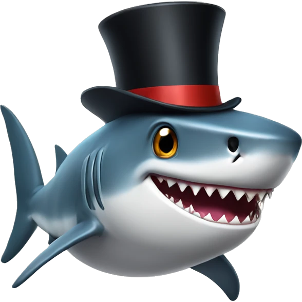 Shark with a top hat emoji