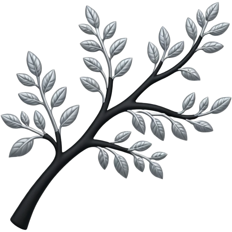 Black and silver filigree branch, 3D, extremely detailed design emoji