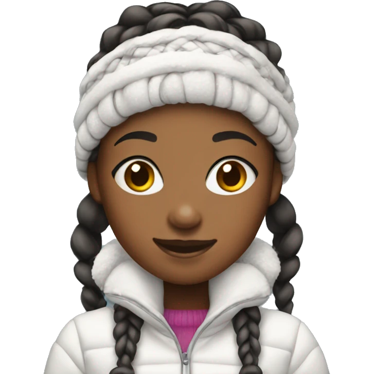 african american girl with braids wearing snow outfit emoji