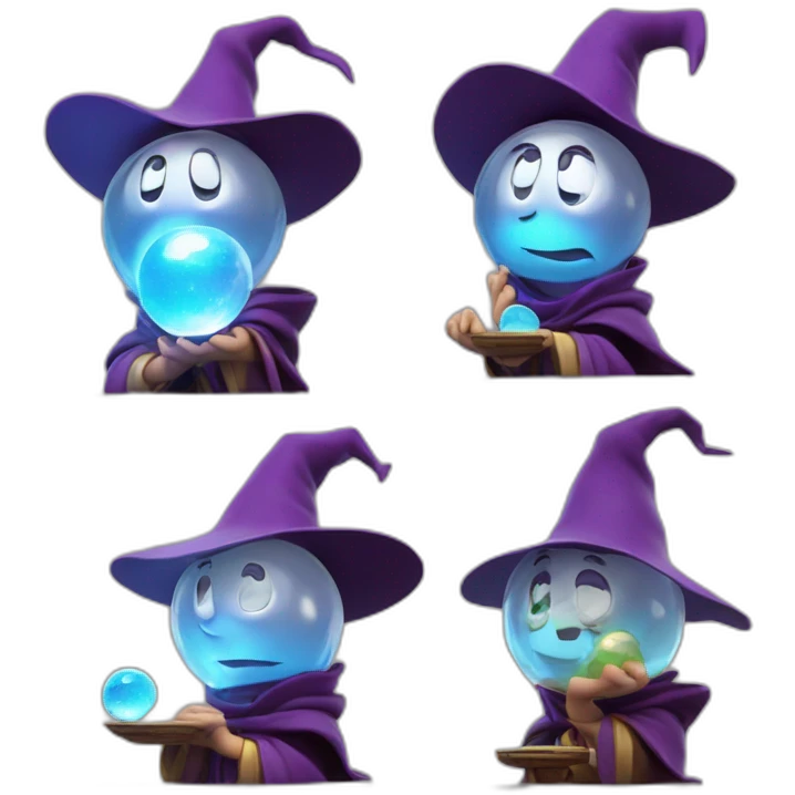 mage with thinking face holding crystal ball pixar disney 3d emoji
