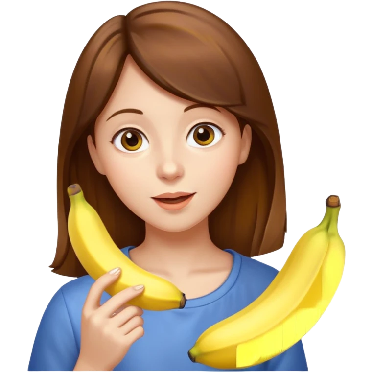 Brown hair Girl eats banana  emoji