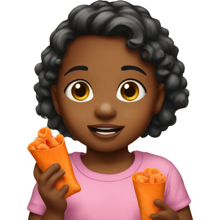 Toddler girl  eating cheetos emoji