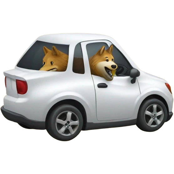 Tiny car next to big wolf’s feet paw emoji