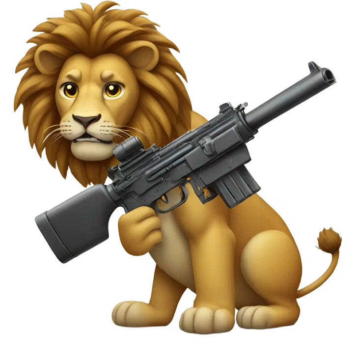 Lion with machine gun emoji
