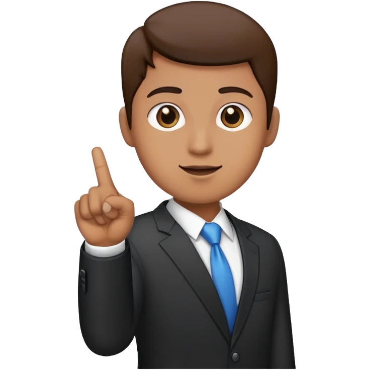 Person in business attire showing one finger pointing up emoji