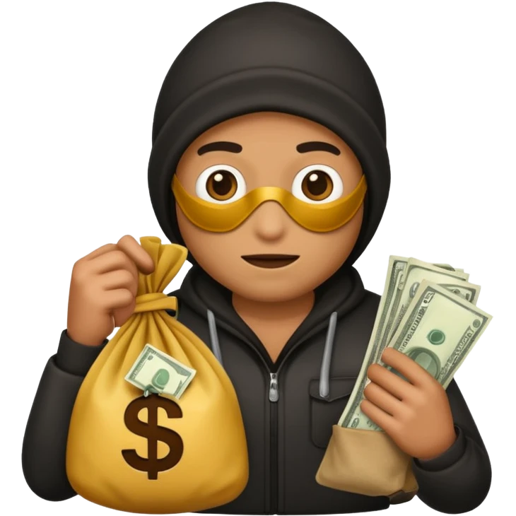 Robber emoji holding a bag of money emoji