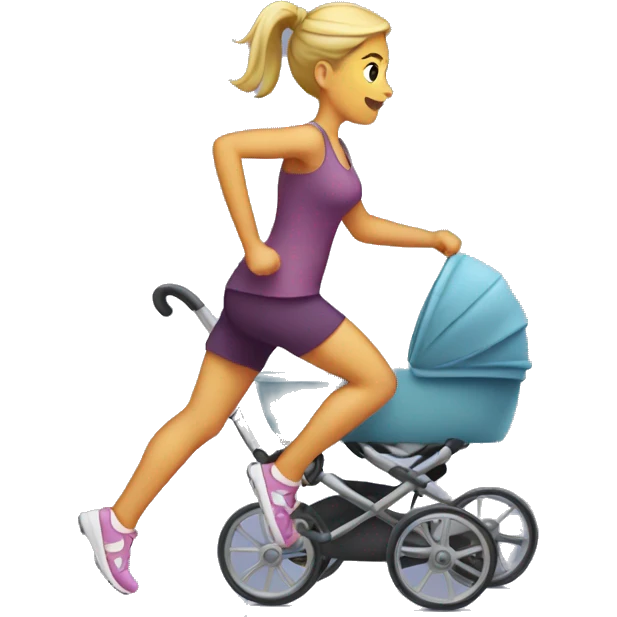 running woman with a baby stroller emoji