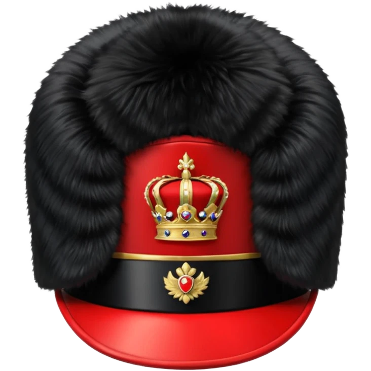 A Royal Guard hat with black fur texture and tall silhouette. emoji