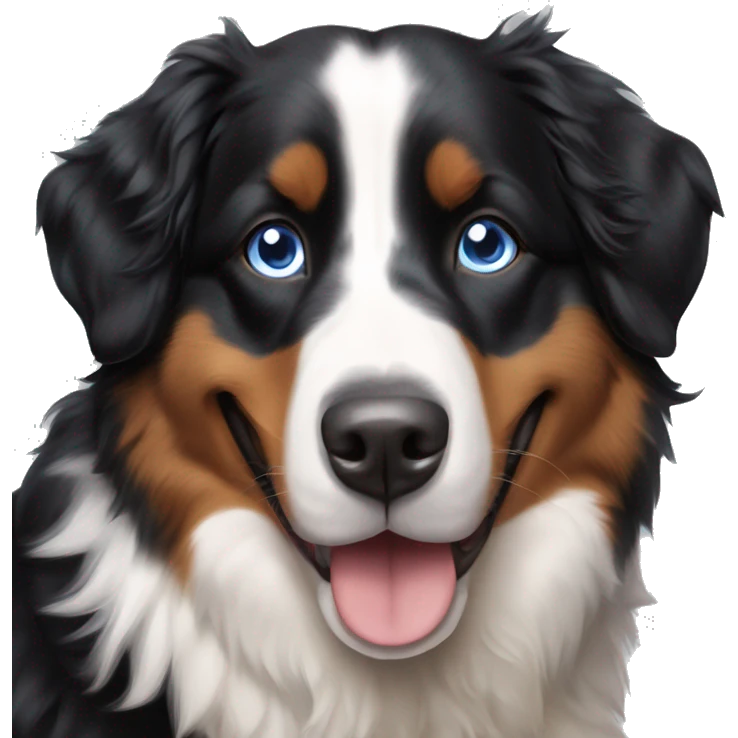 happy bernese mountain dog / australian shepherd mix (blue eyes) emoji