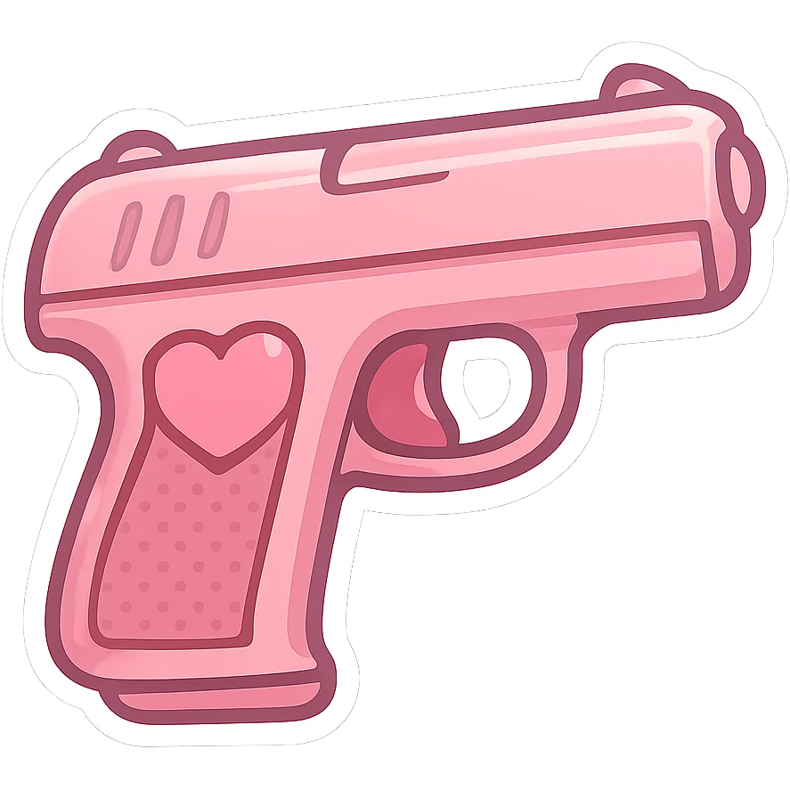 Pink heart pistol, remove background emoji
